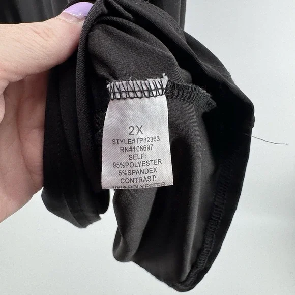 Sweet Rain Black Lace Yoke Blouse Womens Plus Size 2X Ruffle Hem Top - Picture 5 of 7